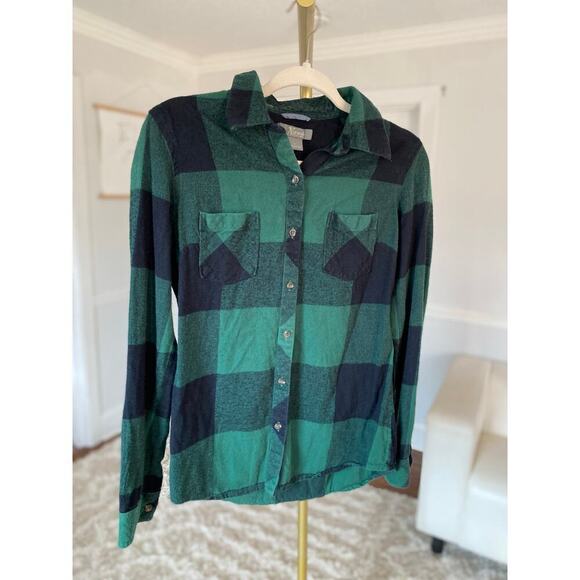 Natural Reflections Button Up Shirt Green Plaid Flannel Grunge Casual 100 Cotton - Picture 1 of 4